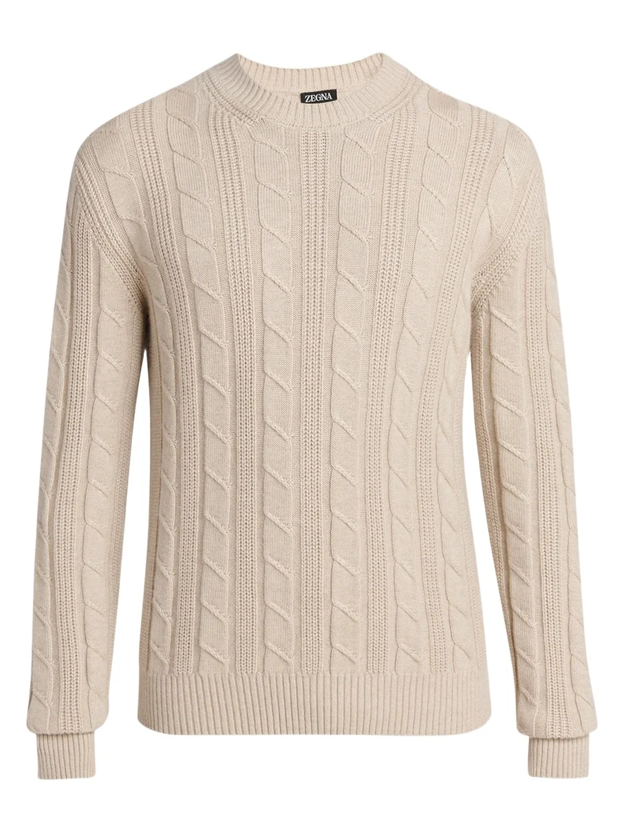 Zegna Men's 7gg Oasi Cashmere Cable Crewneck Sweater