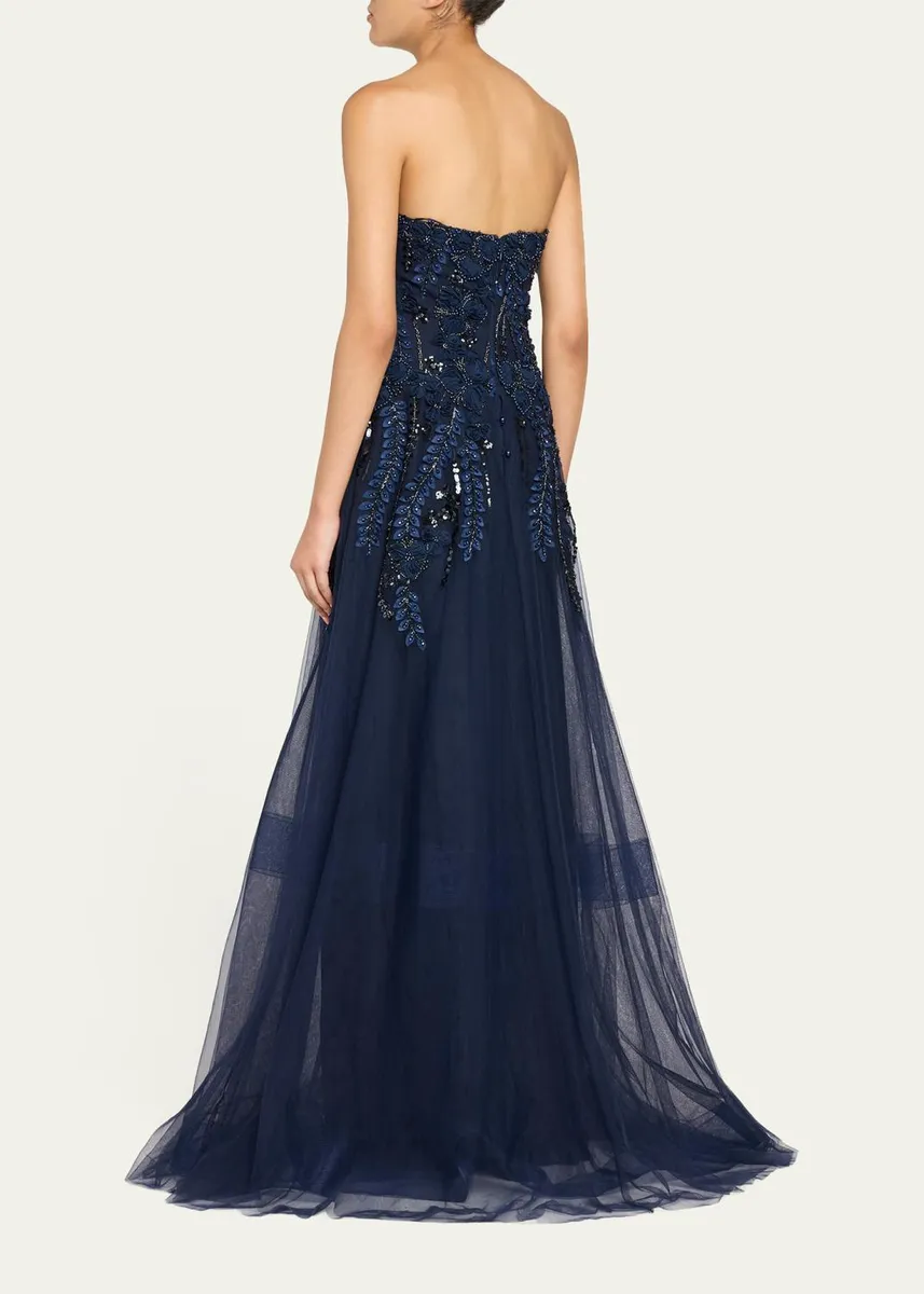 Rickie Freeman for Teri Jon Floral-Embellished Tulle Strapless Gown | Thumbnail 3 Rickie Freeman for Teri Jon Floral-Embellished Tulle Strapless Gown | Thumbnail 3
