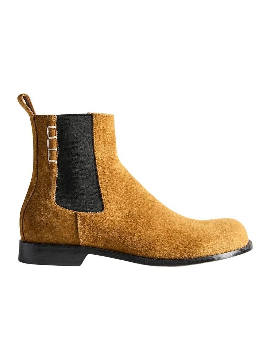 JW Anderson Men's Suede Loafer-Stitched Chelsea Boots