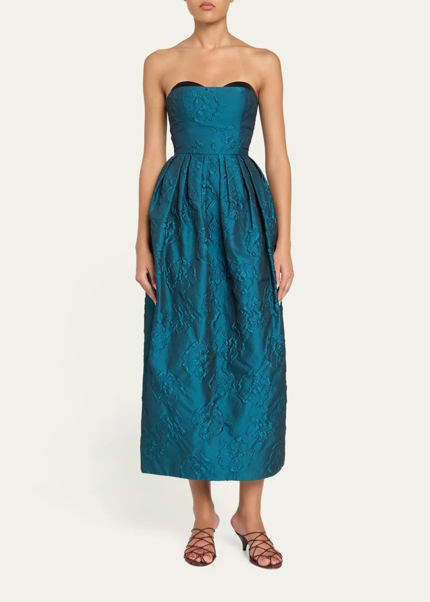 Ulla Johnson Katerina Strapless Jacquard Midi Dress | Thumbnail 2