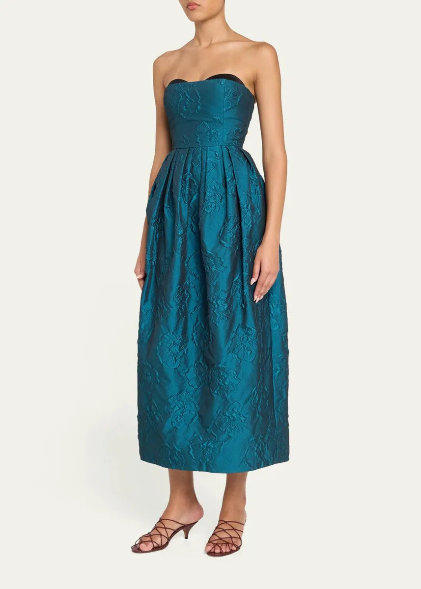 Ulla Johnson Katerina Strapless Jacquard Midi Dress | Thumbnail 4