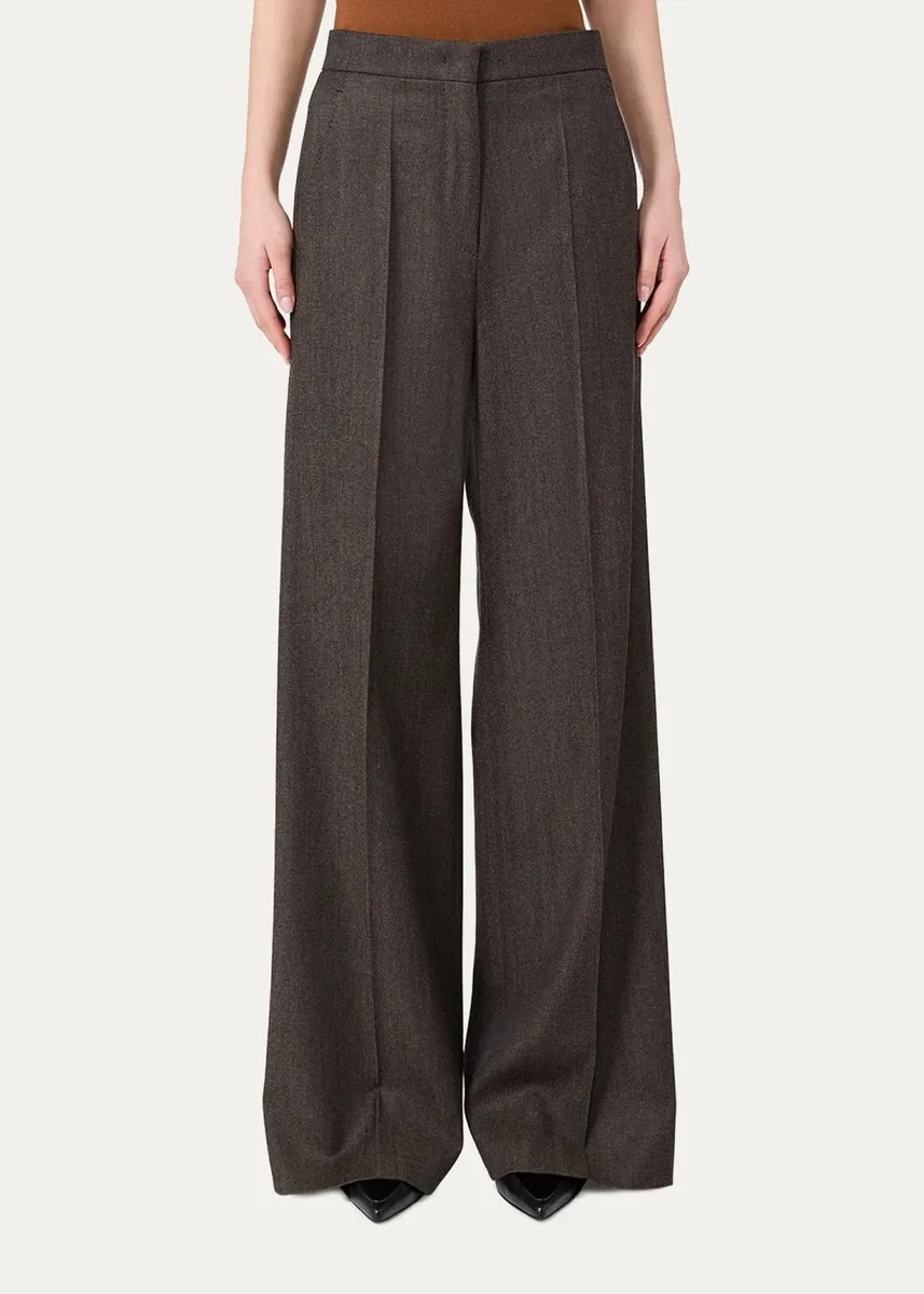 Max Mara Wool Twill Wide-Leg Trousers | Thumbnail 4 Max Mara Wool Twill Wide-Leg Trousers | Thumbnail 4