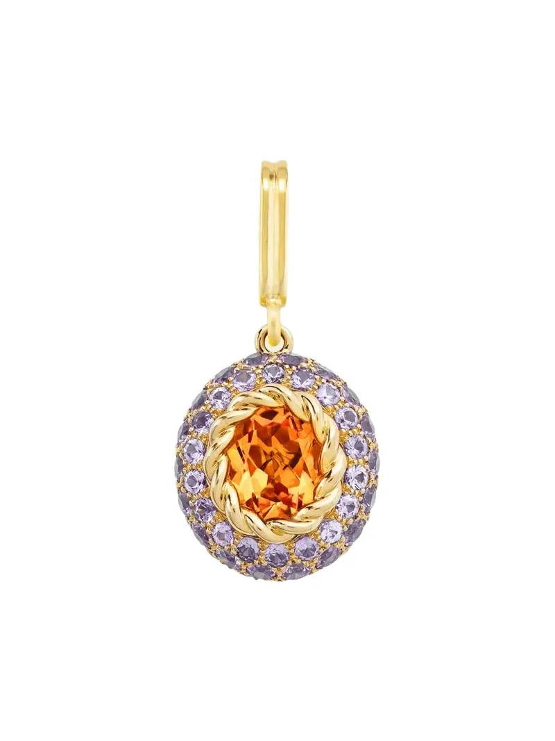 18K Yellow Gold Baby Blossom Charm with Citrine and Purple Sapphires 18K Yellow Gold Baby Blossom Charm with Citrine and Purple Sapphires