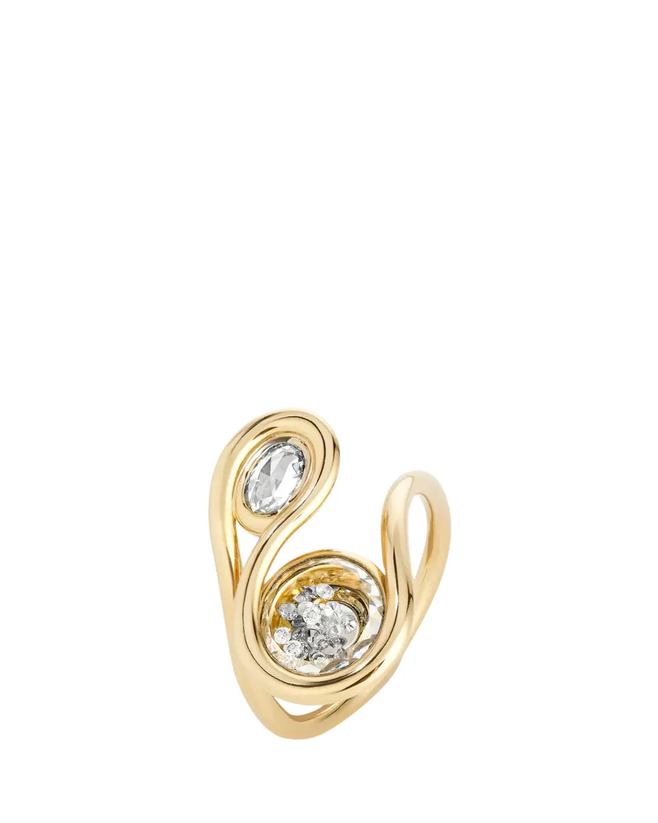 MORITZ GLIK 18K Yellow Gold Kaleidoscope Shaker Clave Ring with Diamonds, Petite | Thumbnail 2