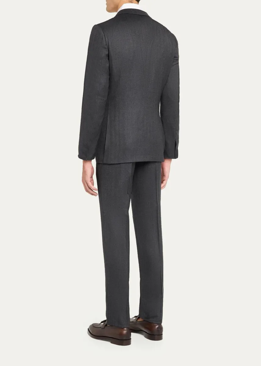 Zegna Men's Wool Micro-Chevron Two-Piece Suit | Thumbnail 3 Zegna Men's Wool Micro-Chevron Two-Piece Suit | Thumbnail 3