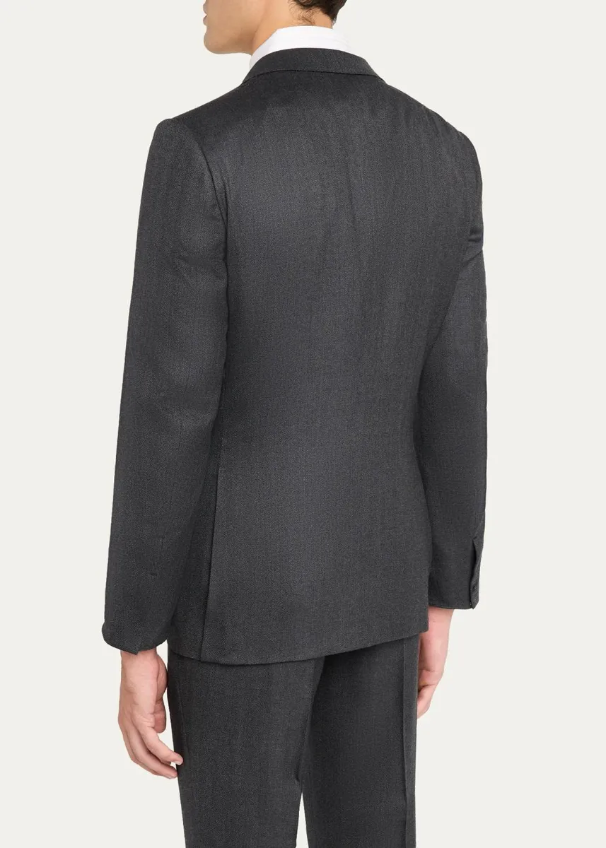 Zegna Men's Wool Micro-Chevron Two-Piece Suit | Thumbnail 5 Zegna Men's Wool Micro-Chevron Two-Piece Suit | Thumbnail 5