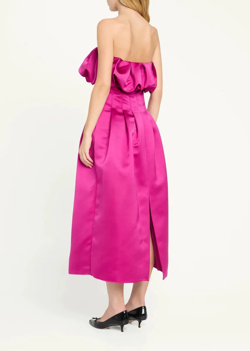 Ulla Johnson Cosima Strapless Satin Tea-Length Dress | Thumbnail 3