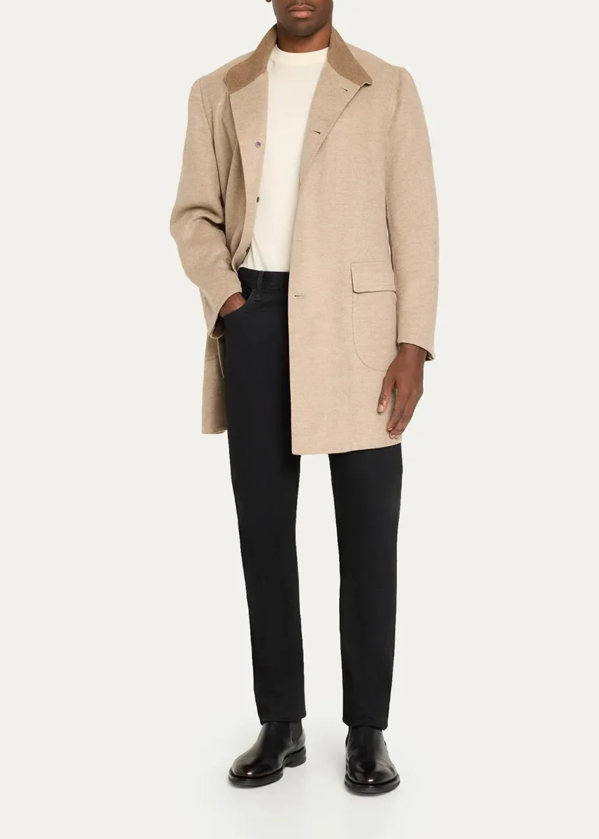 Cesare Attolini Men's Cashmere Flap-Pocket Carcoat | Thumbnail 2 Cesare Attolini Men's Cashmere Flap-Pocket Carcoat | Thumbnail 2