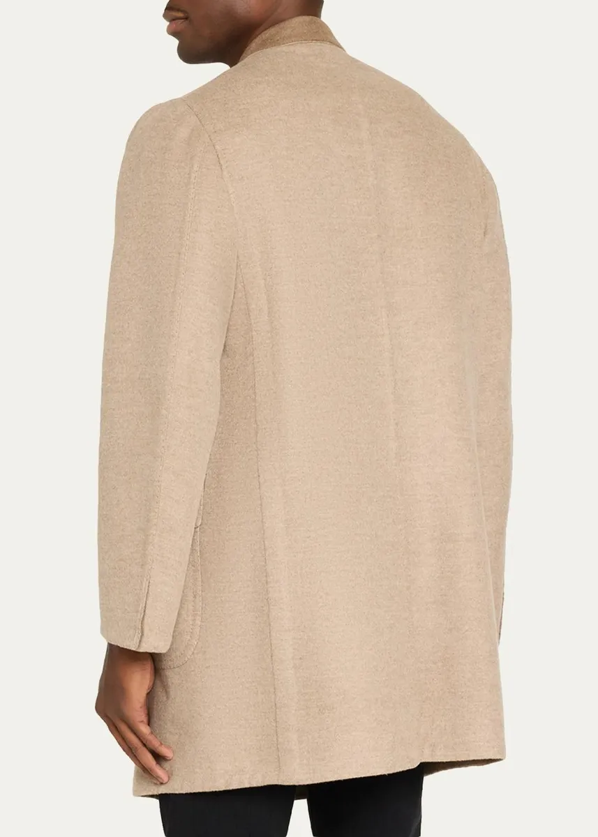 Cesare Attolini Men's Cashmere Flap-Pocket Carcoat | Thumbnail 3 Cesare Attolini Men's Cashmere Flap-Pocket Carcoat | Thumbnail 3