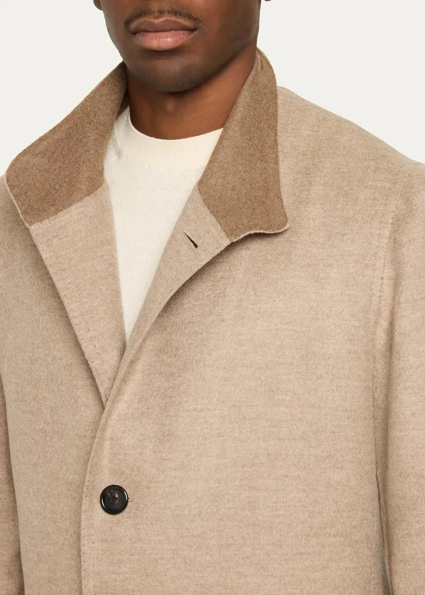 Cesare Attolini Men's Cashmere Flap-Pocket Carcoat | Thumbnail 5 Cesare Attolini Men's Cashmere Flap-Pocket Carcoat | Thumbnail 5
