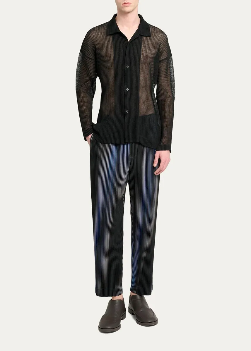Homme Plissé Issey Miyake Men's Rustic Mesh Button-Down Shirt | Thumbnail 2 Homme Plissé Issey Miyake Men's Rustic Mesh Button-Down Shirt | Thumbnail 2