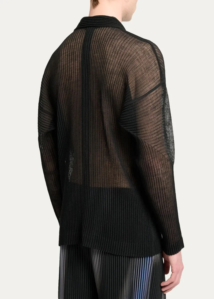 Homme Plissé Issey Miyake Men's Rustic Mesh Button-Down Shirt | Thumbnail 3 Homme Plissé Issey Miyake Men's Rustic Mesh Button-Down Shirt | Thumbnail 3