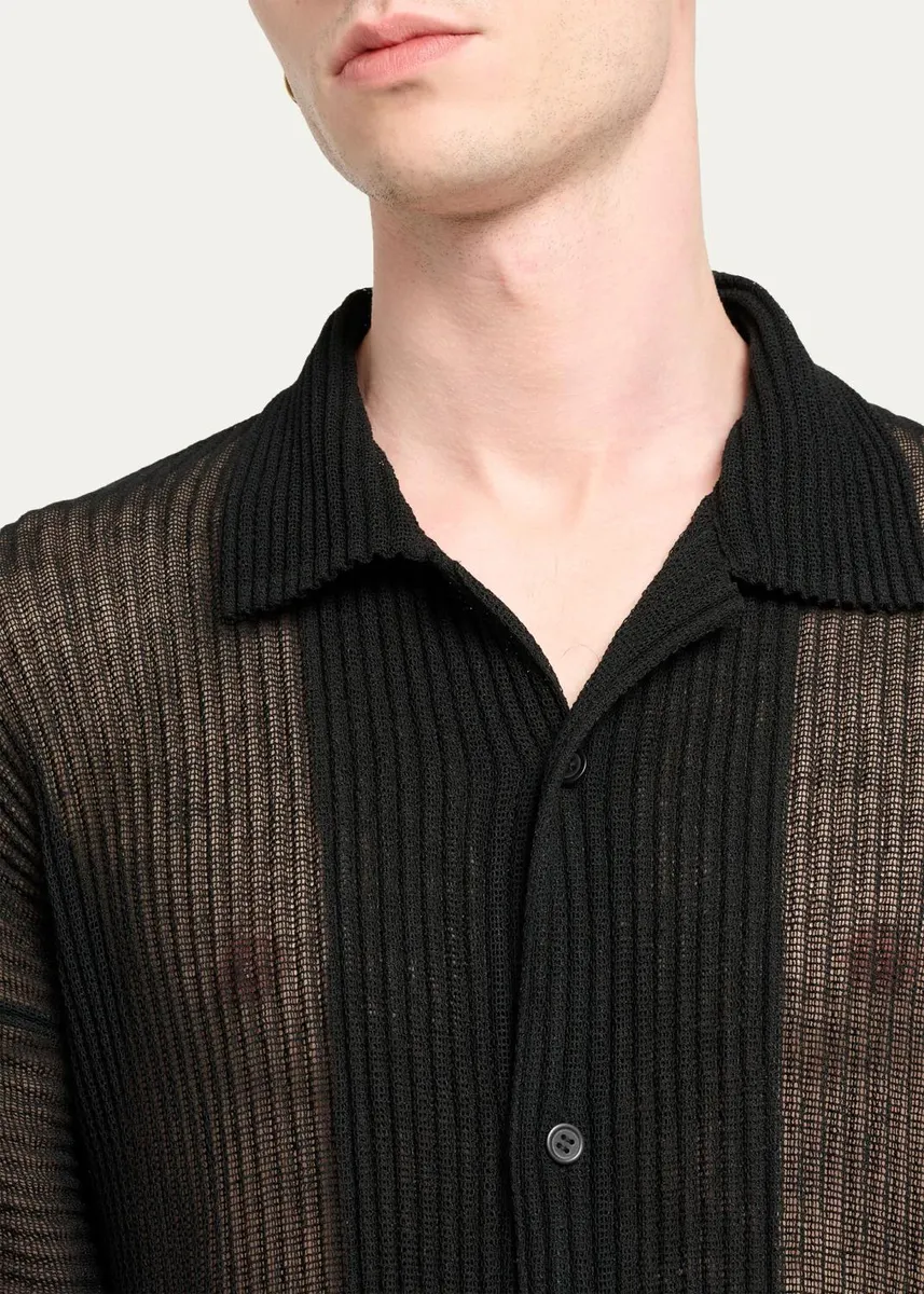 Homme Plissé Issey Miyake Men's Rustic Mesh Button-Down Shirt | Thumbnail 5 Homme Plissé Issey Miyake Men's Rustic Mesh Button-Down Shirt | Thumbnail 5