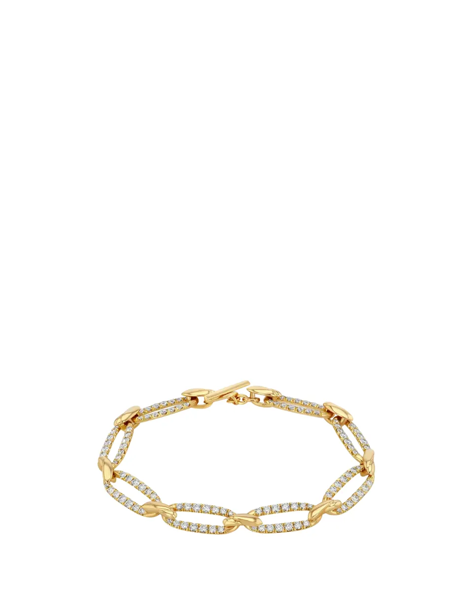 Lizzie Mandler Fine Jewelry Love Knot 18K Yellow Gold Diamond Pave Flat Link Bracelet | Thumbnail 2