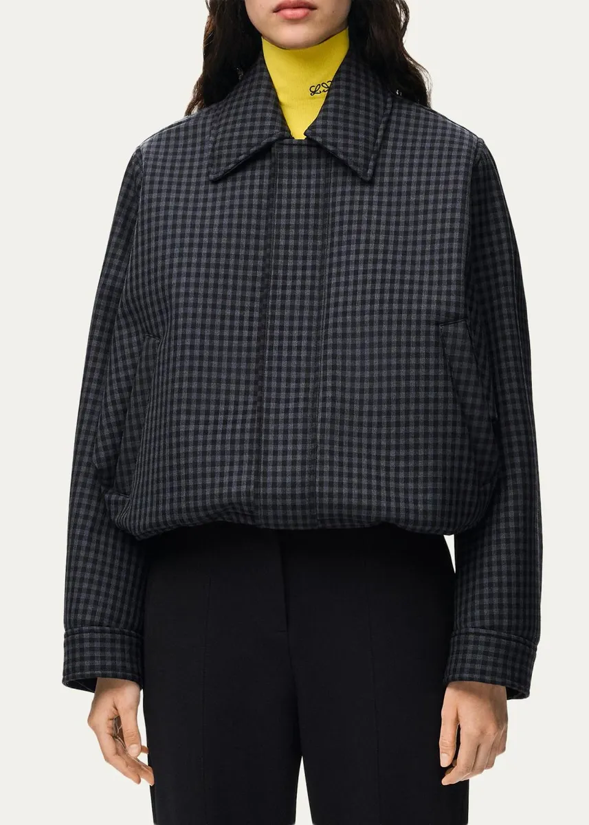 Loewe Check Wool-Blend Drawstring Balloon Jacket | Thumbnail 4 Loewe Check Wool-Blend Drawstring Balloon Jacket | Thumbnail 4
