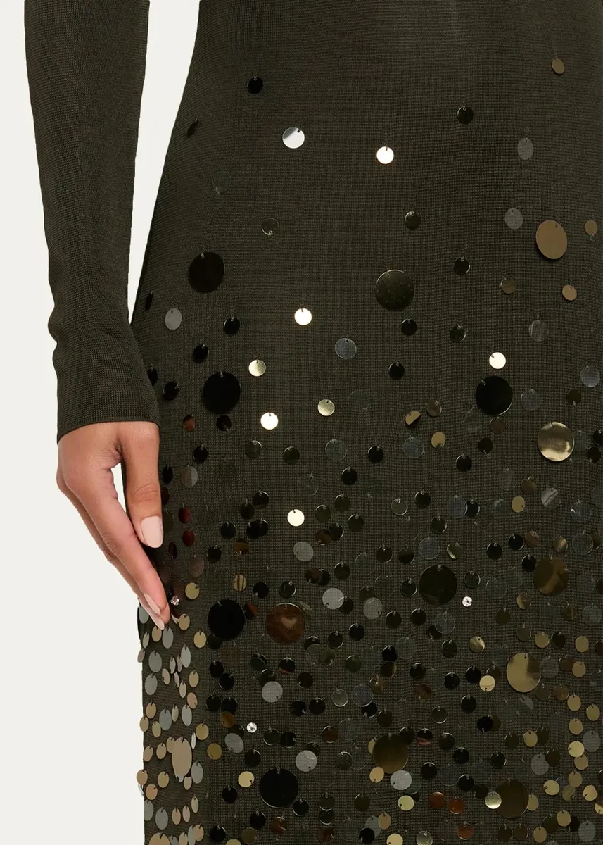 Carolina Herrera Embellished Knit Long-Sleeve Midi Dress | Thumbnail 5 Carolina Herrera Embellished Knit Long-Sleeve Midi Dress | Thumbnail 5