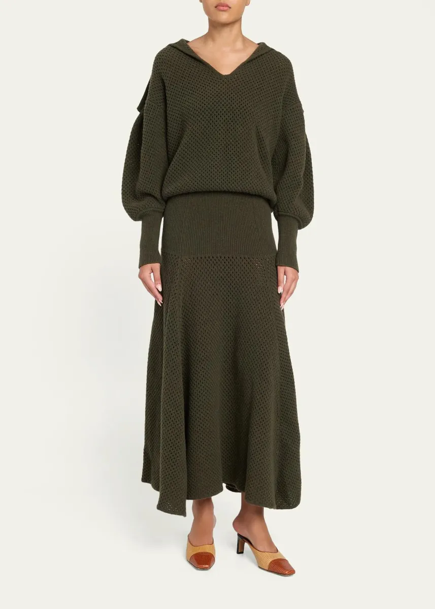 Ulla Johnson Lucia Wool Open Knit Midi Skirt | Thumbnail 2
