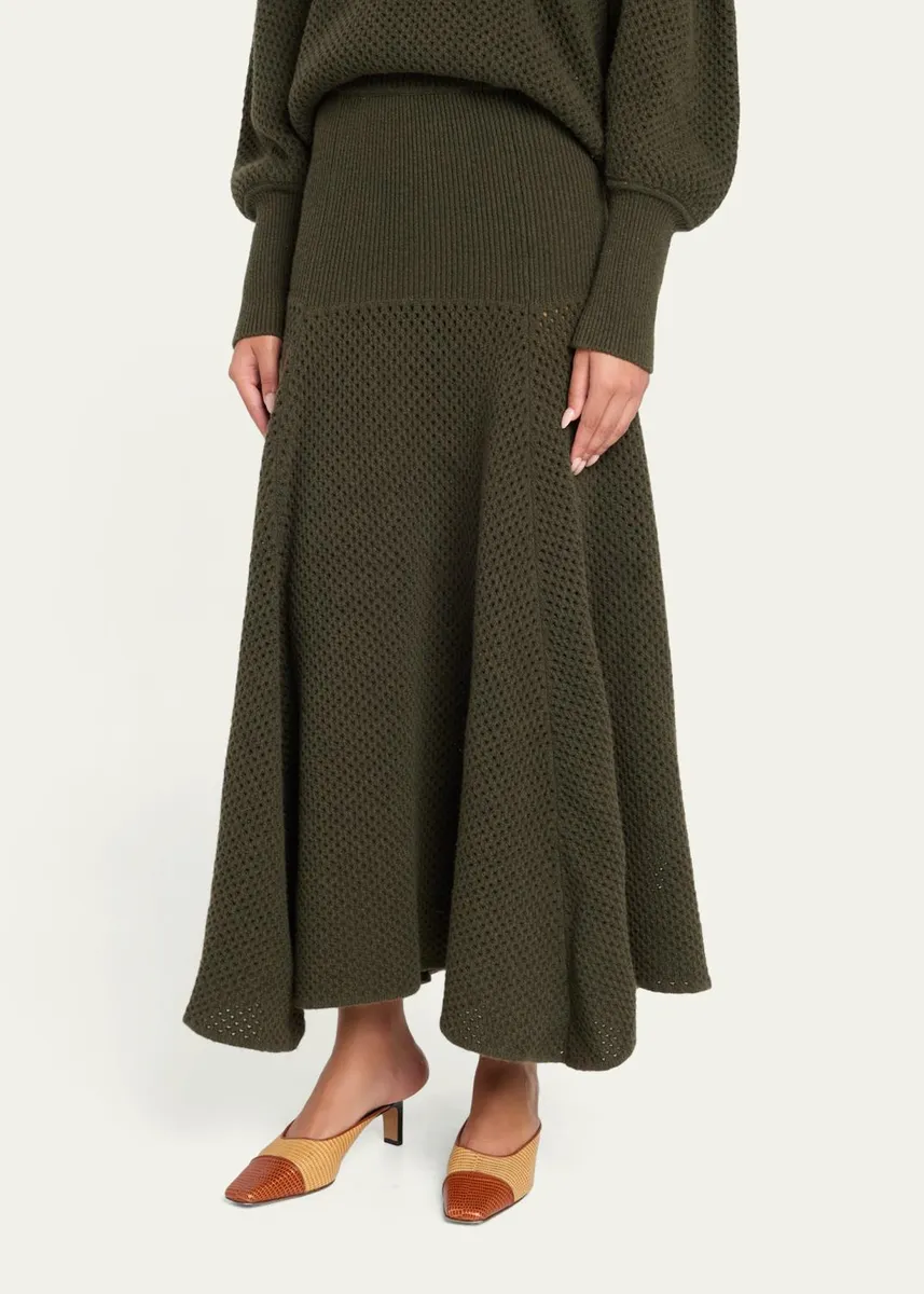 Ulla Johnson Lucia Wool Open Knit Midi Skirt | Thumbnail 4