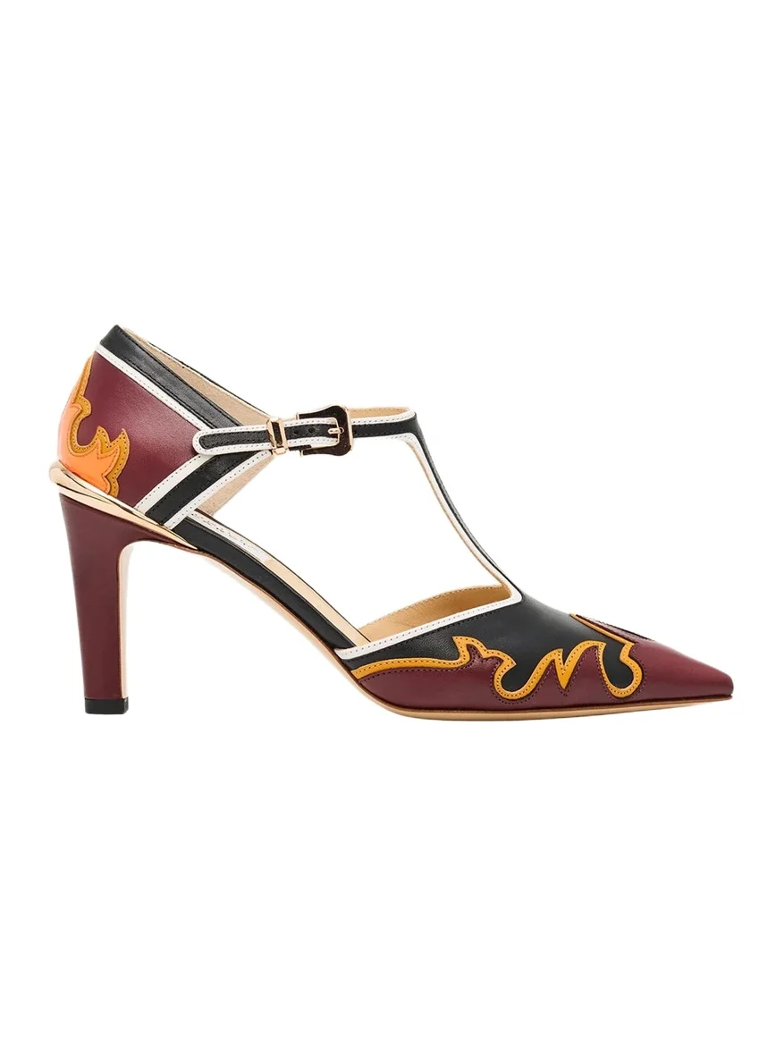 Gabriela Hearst 75mm Duna Western Leather Ankle-Strap Pumps