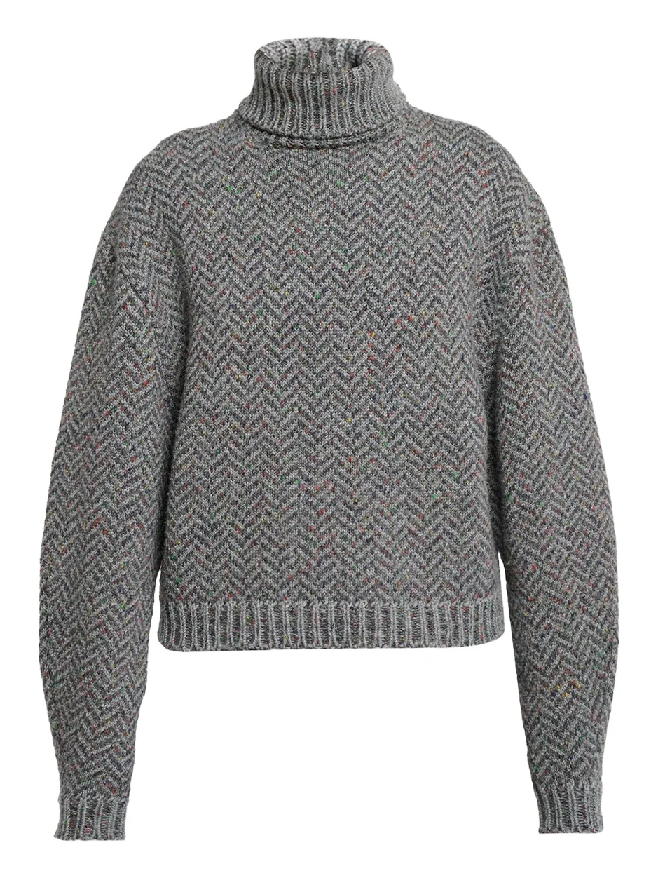 Courtney Cashmere Herringbone Turtleneck Sweater Courtney Cashmere Herringbone Turtleneck Sweater