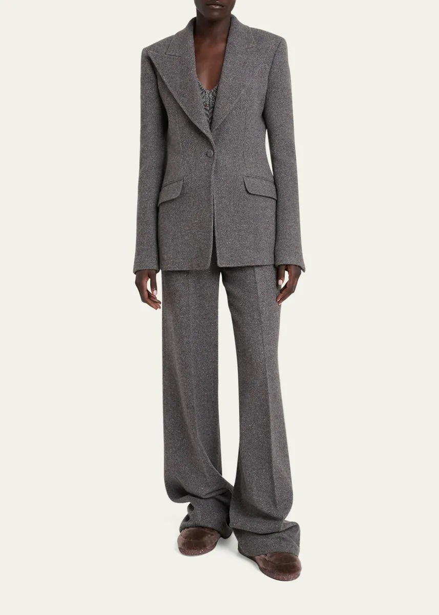 Gabriela Hearst Leiva Speckled Herringbone Single-Breasted Blazer | Thumbnail 2