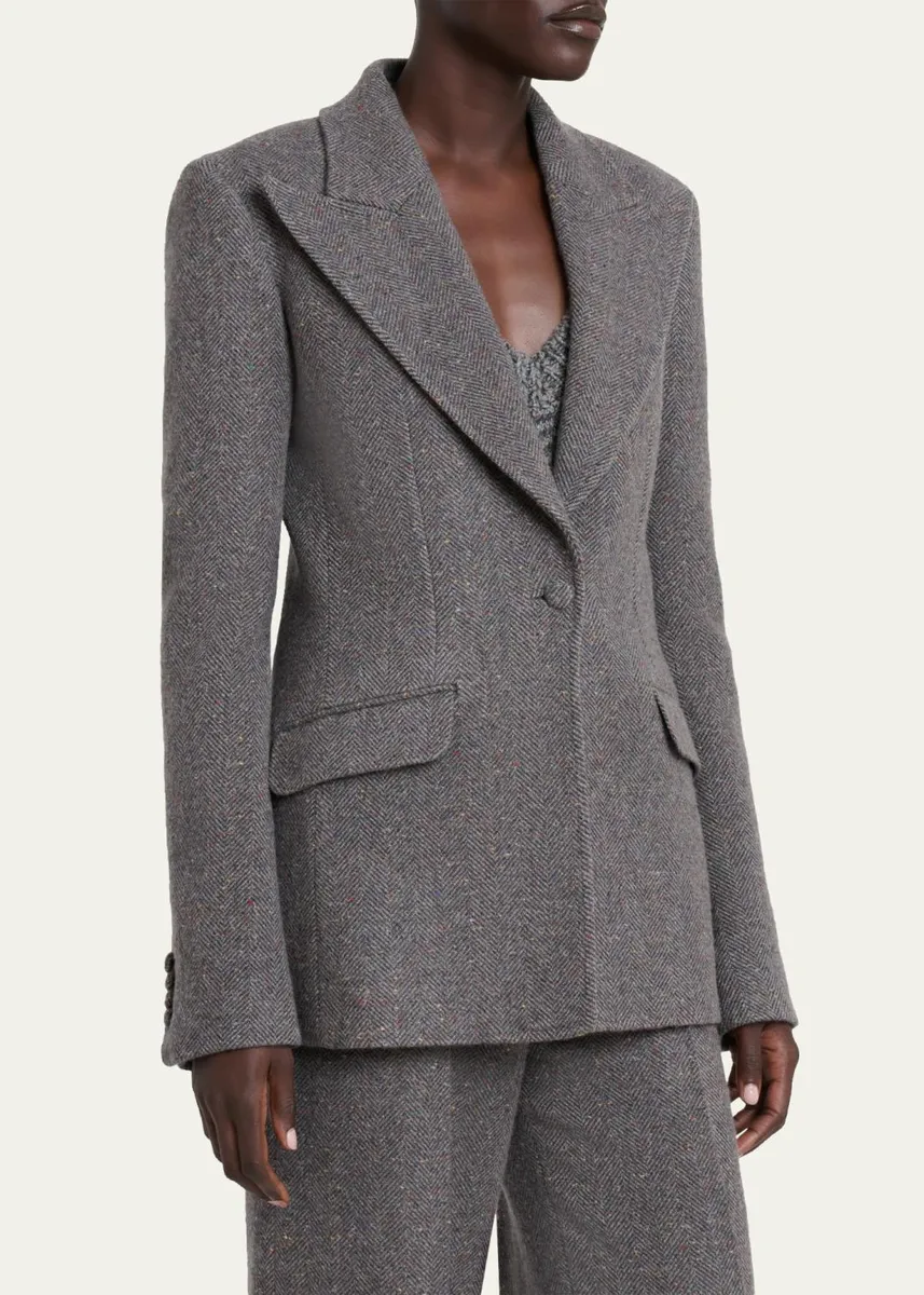 Gabriela Hearst Leiva Speckled Herringbone Single-Breasted Blazer | Thumbnail 4