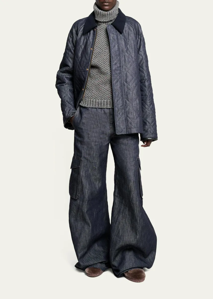 Gabriela Hearst Eos Cotton-Linen Sculptural Flared Cargo Pants | Thumbnail 2