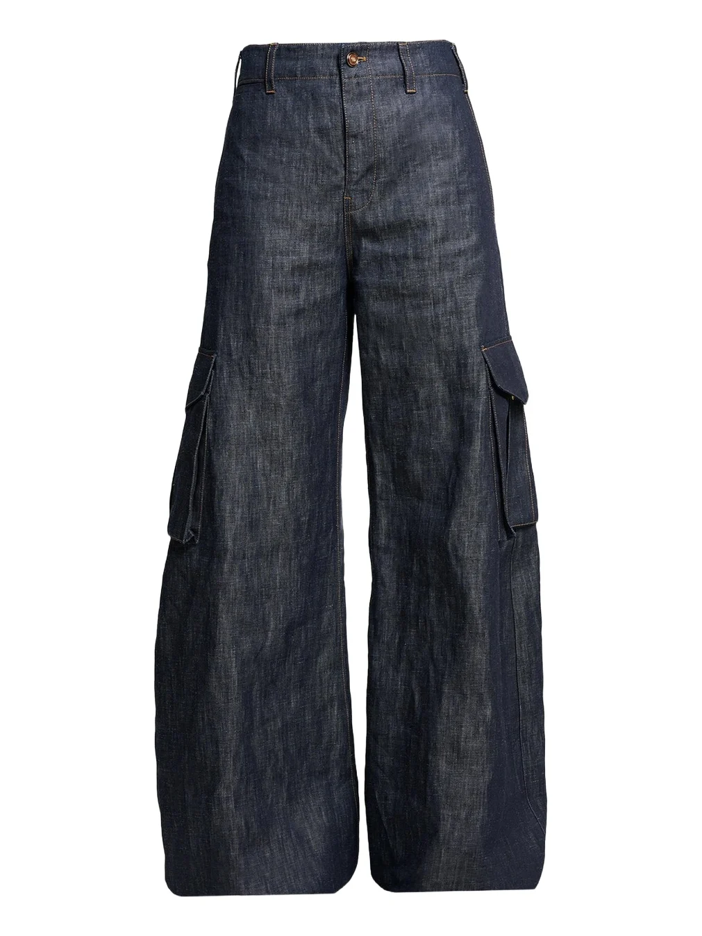 Eos Cotton-Linen Sculptural Flared Cargo Pants