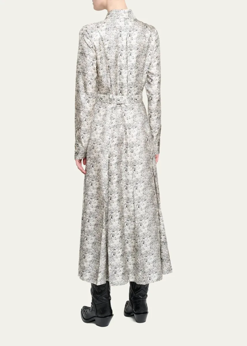 Gabriela Hearst Galway Pleated Silk Belted Midi Shirtdress | Thumbnail 3