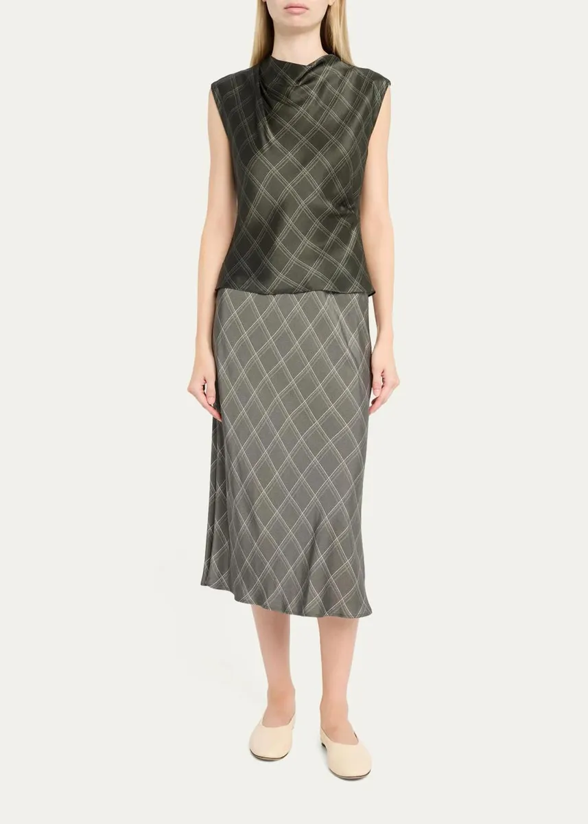 Vince Diamond Plaid Midi Skirt | Thumbnail 2 Vince Diamond Plaid Midi Skirt | Thumbnail 2