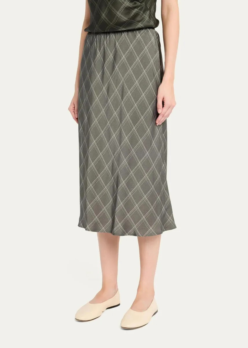 Vince Diamond Plaid Midi Skirt | Thumbnail 4 Vince Diamond Plaid Midi Skirt | Thumbnail 4