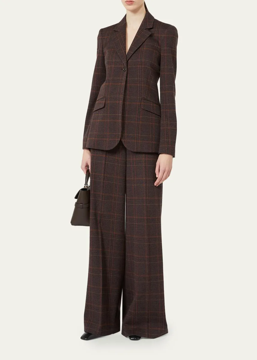 Max Mara Check Wool Wide-Leg Pants | Thumbnail 2 Max Mara Check Wool Wide-Leg Pants | Thumbnail 2