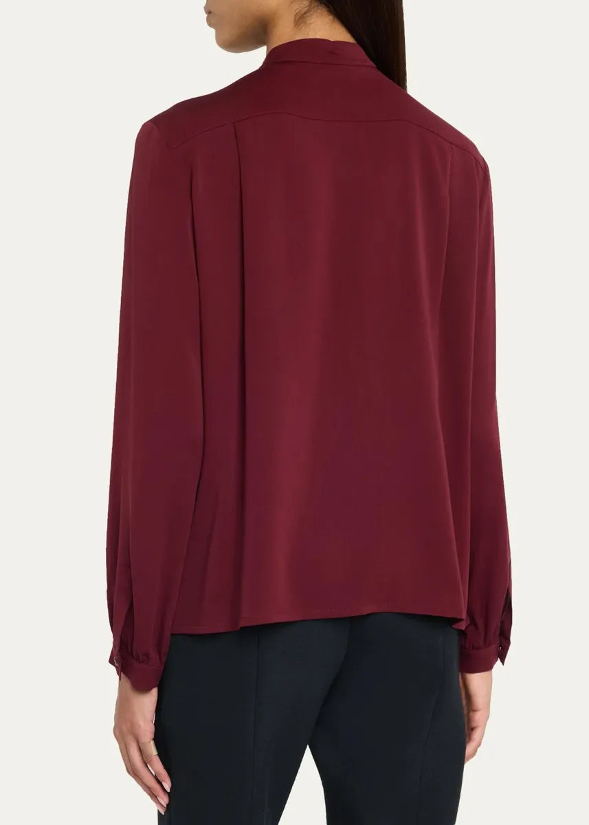 Max Mara Silk Charmeuse Scarf-Neck Button-Down Blouse | Thumbnail 3