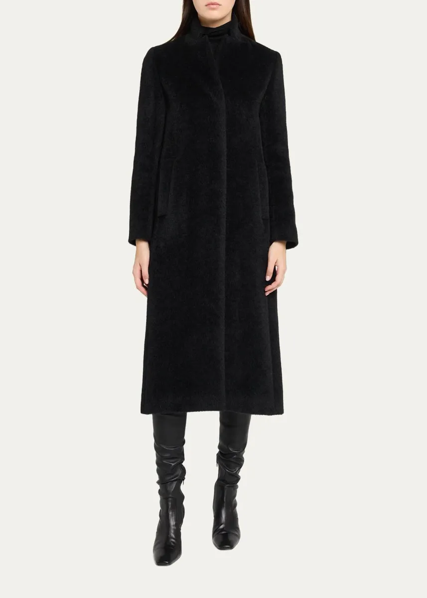 Cinzia Rocca Long Stand-Collar Alpaca Wool Coat | Thumbnail 2 Cinzia Rocca Long Stand-Collar Alpaca Wool Coat | Thumbnail 2