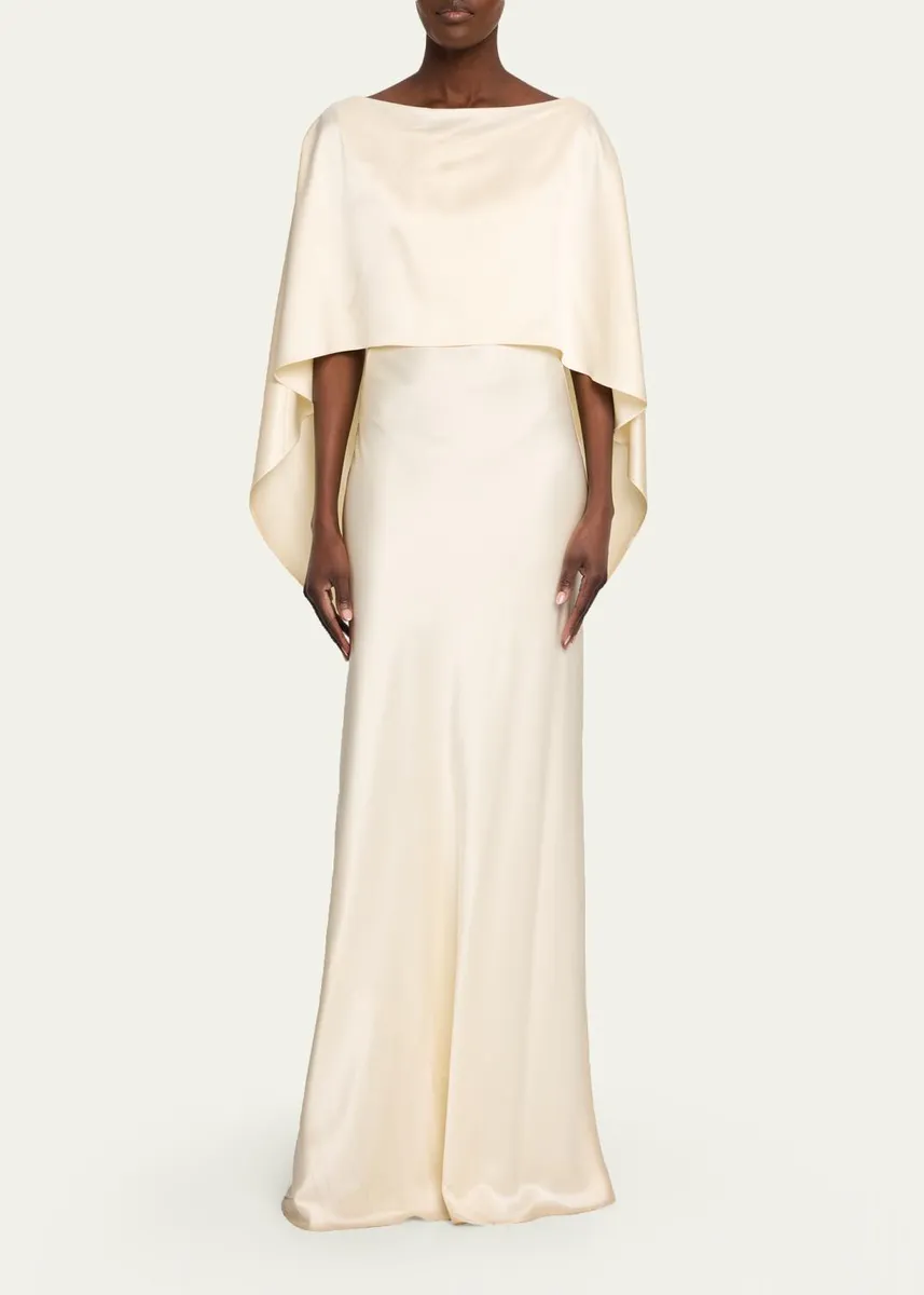 Heirlome Anna Draped Capelet Backless Silk Maxi Dress | Thumbnail 2 Heirlome Anna Draped Capelet Backless Silk Maxi Dress | Thumbnail 2