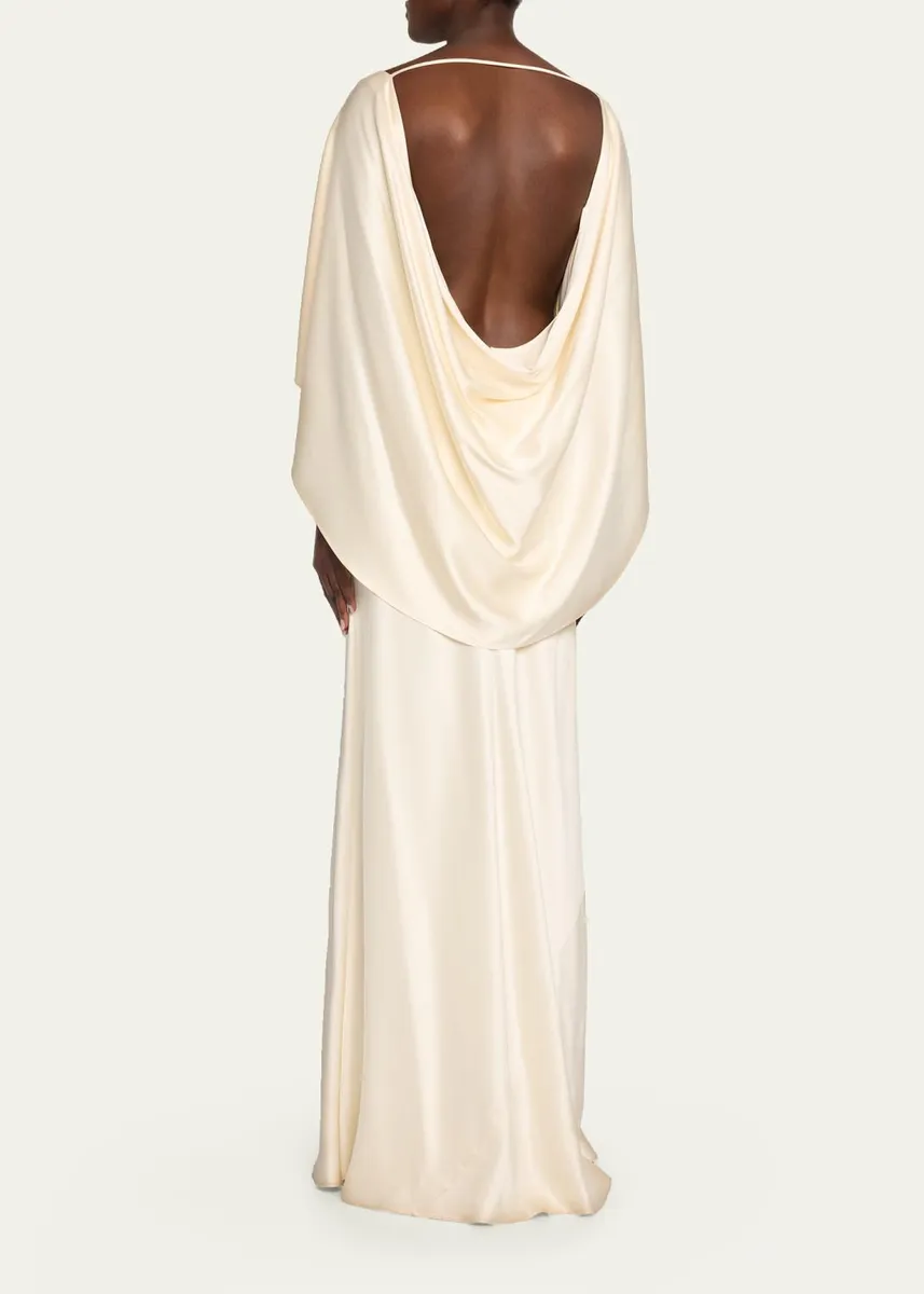 Heirlome Anna Draped Capelet Backless Silk Maxi Dress | Thumbnail 3 Heirlome Anna Draped Capelet Backless Silk Maxi Dress | Thumbnail 3