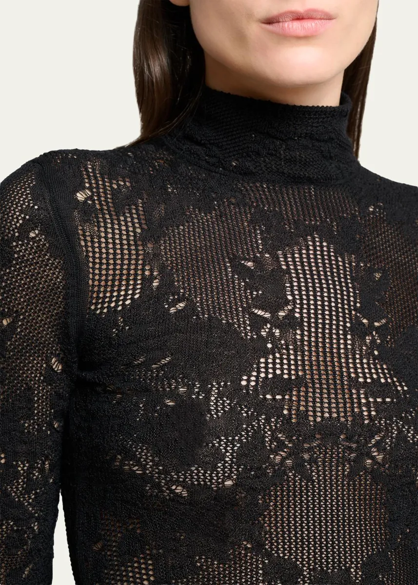 Gabriela Hearst Waite Mock-Neck Lace Knit Long-Sleeve Top | Thumbnail 5 Gabriela Hearst Waite Mock-Neck Lace Knit Long-Sleeve Top | Thumbnail 5