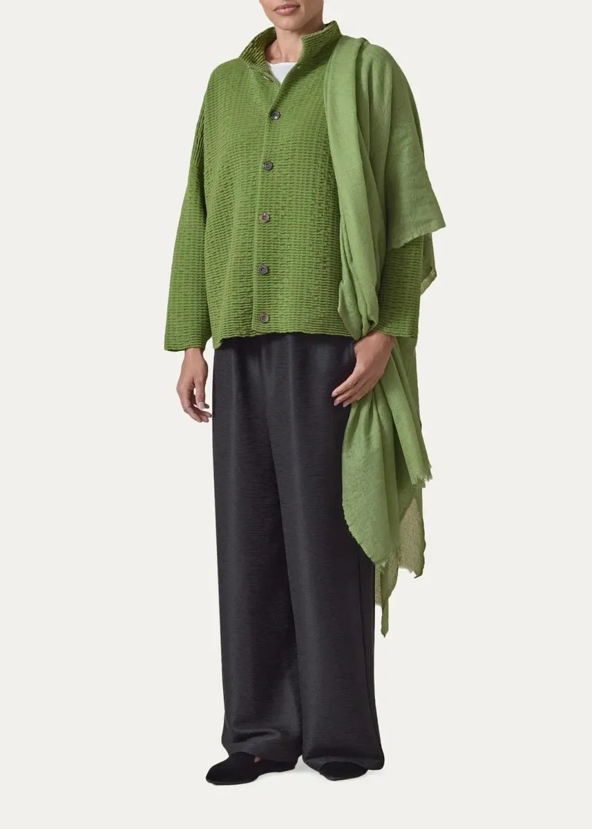 Eskandar 3/4 Width High Neck Cardigan- Mid Length | Thumbnail 2 Eskandar 3/4 Width High Neck Cardigan- Mid Length | Thumbnail 2