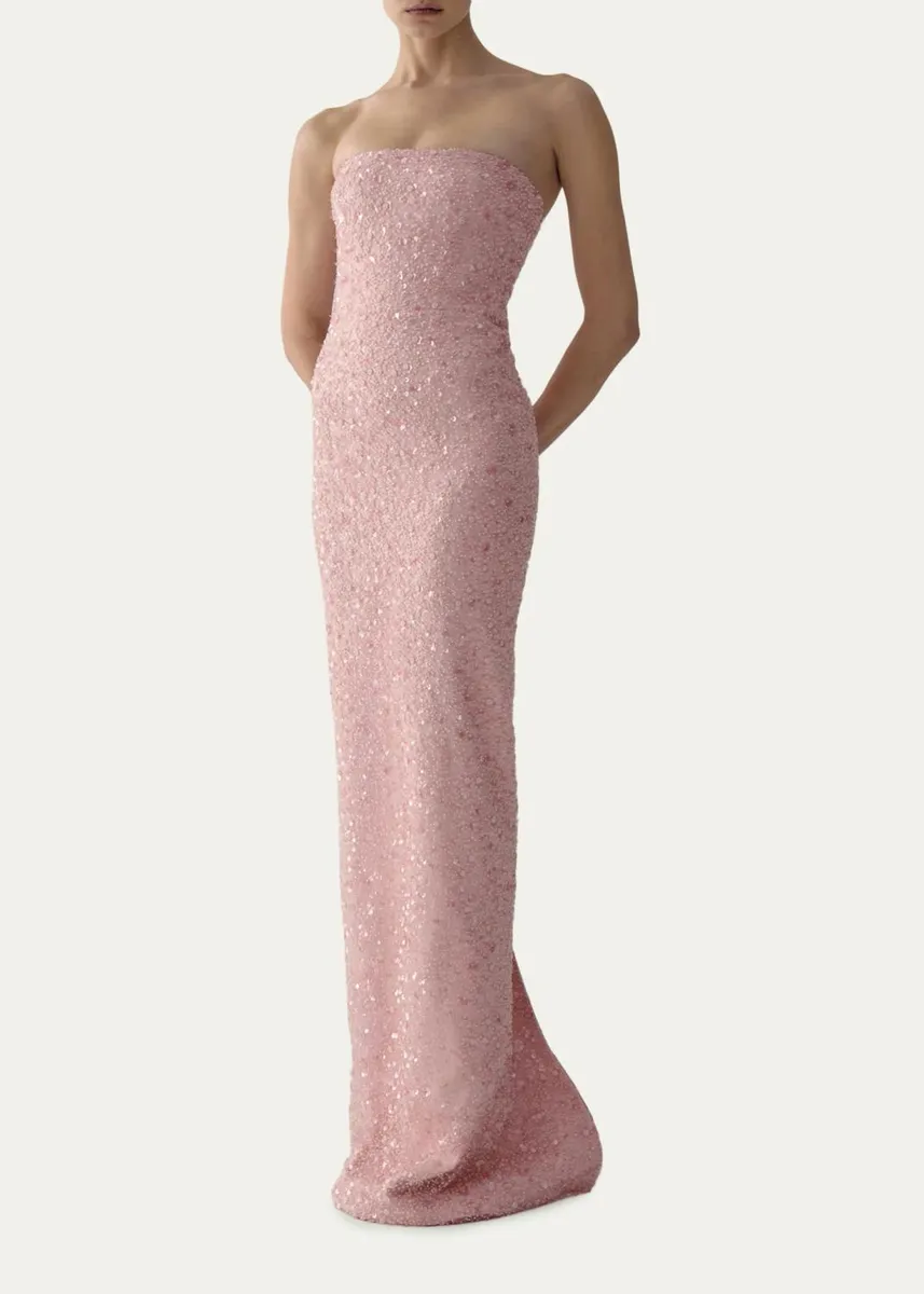 The New Arrivals by Ilkyaz Ozel Nara Sequined Strapless Maxi Dress | Thumbnail 2
