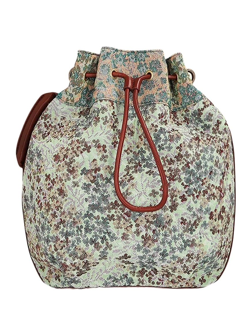 Dries Van Noten Squeeze Small Floral Tapestry Pouch Bag