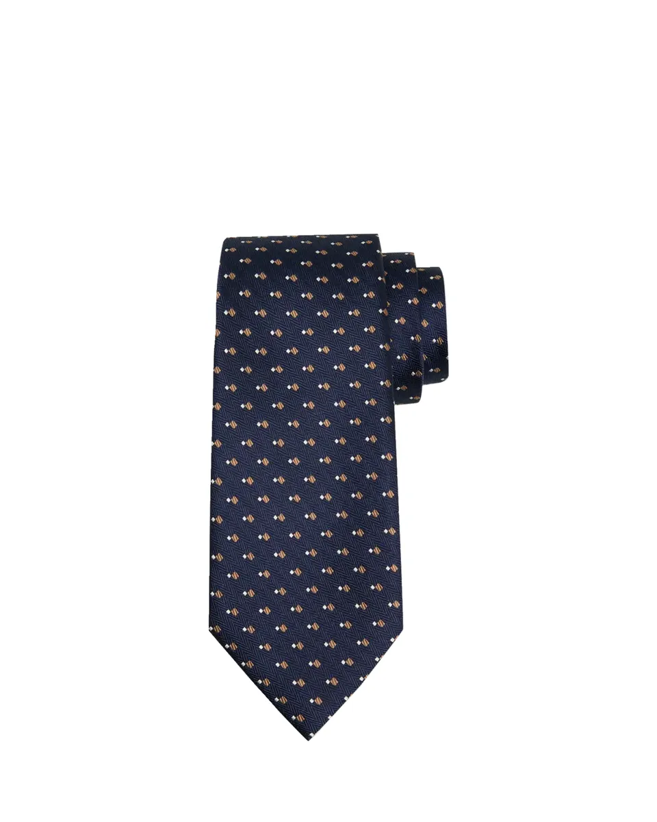 Zegna Men's Geometric Herringbone Silk Tie | Thumbnail 2