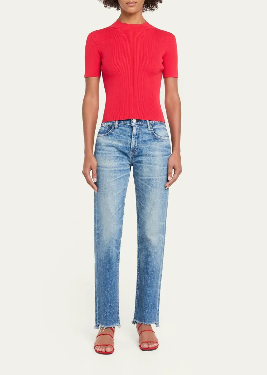 Moussy Vintage Frayed-Hem Slim Straight-Leg Jeans | Thumbnail 2 Moussy Vintage Frayed-Hem Slim Straight-Leg Jeans | Thumbnail 2