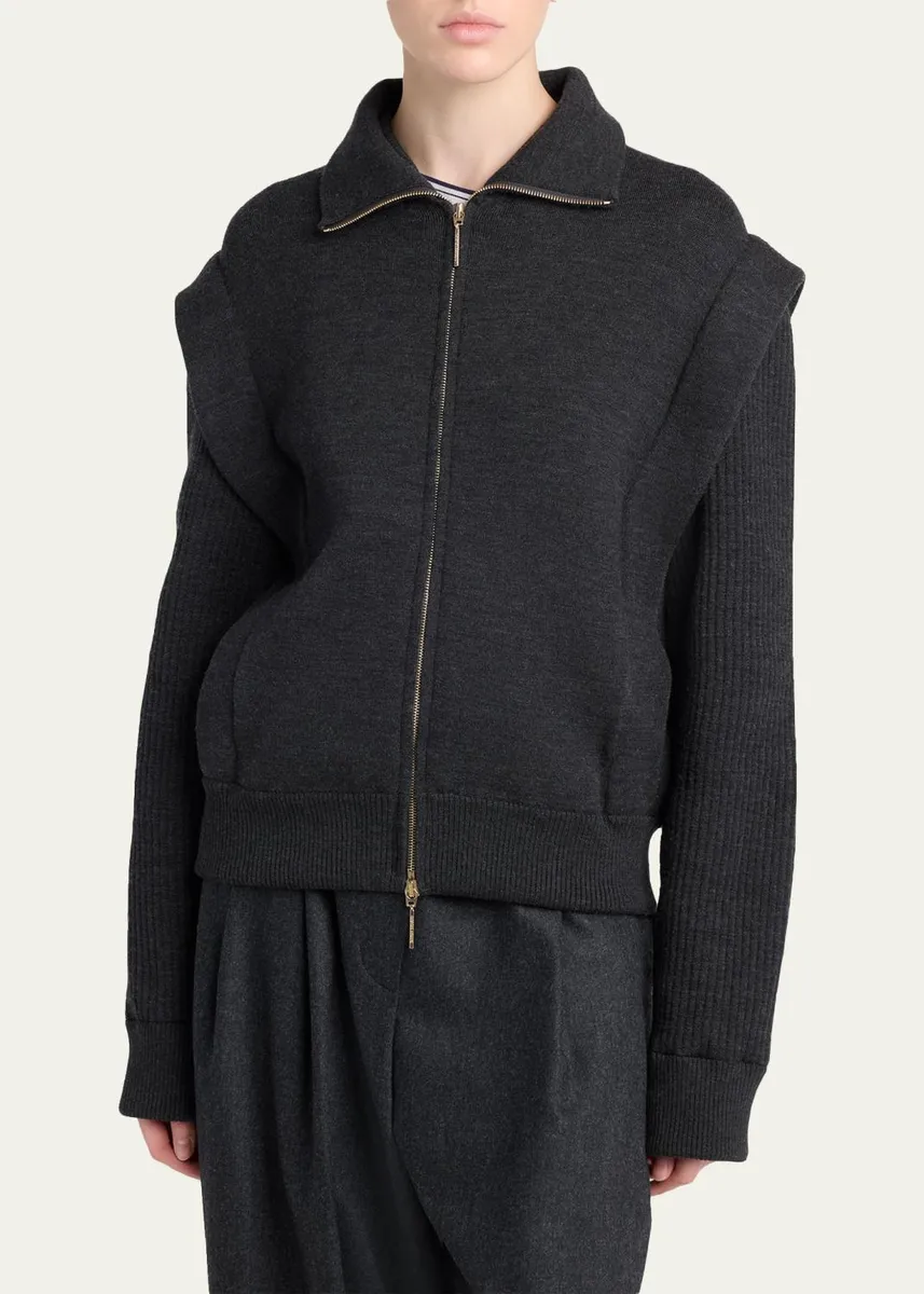 Giorgio Armani Zip-Front Knit Blouson Jacket | Thumbnail 4 Giorgio Armani Zip-Front Knit Blouson Jacket | Thumbnail 4