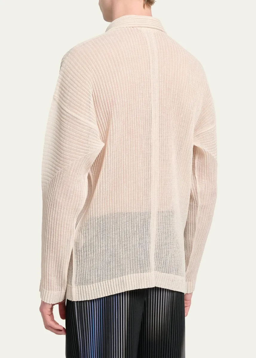Homme Plissé Issey Miyake Men's Rustic Mesh Button-Down Shirt | Thumbnail 3 Homme Plissé Issey Miyake Men's Rustic Mesh Button-Down Shirt | Thumbnail 3