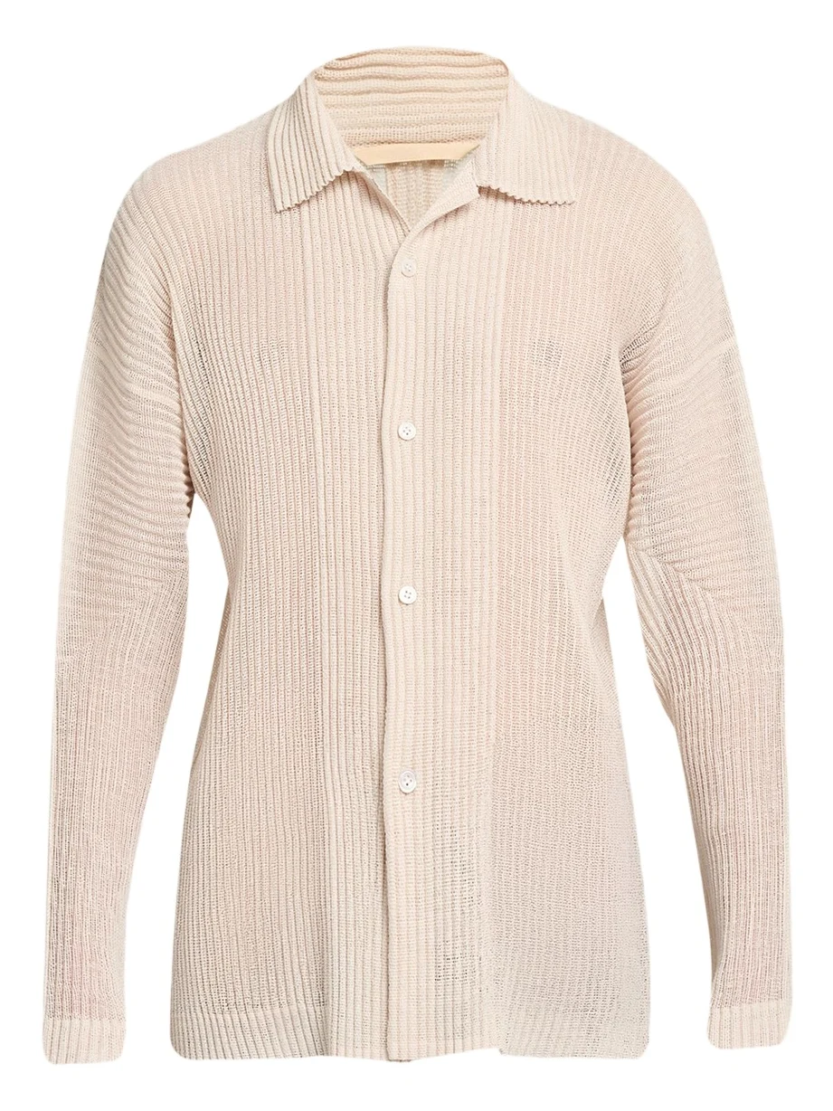Homme Plissé Issey Miyake Men's Rustic Mesh Button-Down Shirt