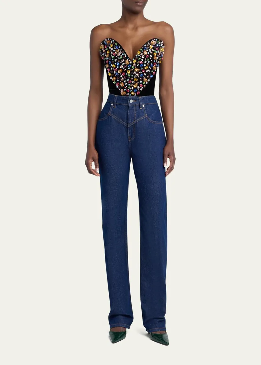 Stella McCartney Strapless Crystal Heart Embroidered Velvet Bustier Top | Thumbnail 2 Stella McCartney Strapless Crystal Heart Embroidered Velvet Bustier Top | Thumbnail 2