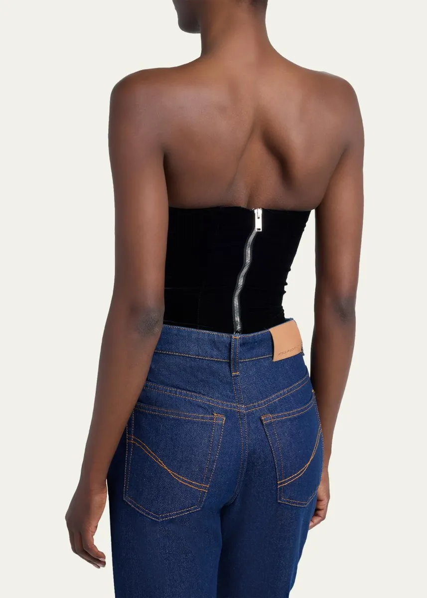Stella McCartney Strapless Crystal Heart Embroidered Velvet Bustier Top | Thumbnail 3 Stella McCartney Strapless Crystal Heart Embroidered Velvet Bustier Top | Thumbnail 3
