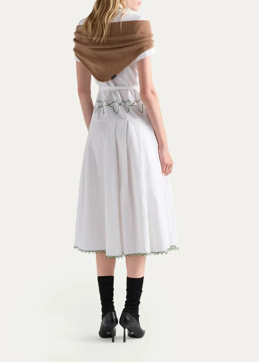 Prada Cotton Poplin A-Line Midi Dress | Thumbnail 3 Prada Cotton Poplin A-Line Midi Dress | Thumbnail 3