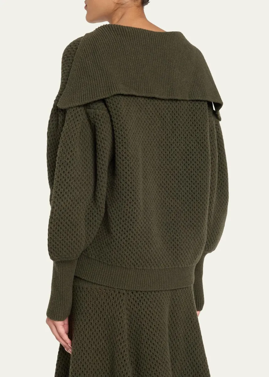 Ulla Johnson Lila Wool Open Knit Sailor-Collar Sweater | Thumbnail 3