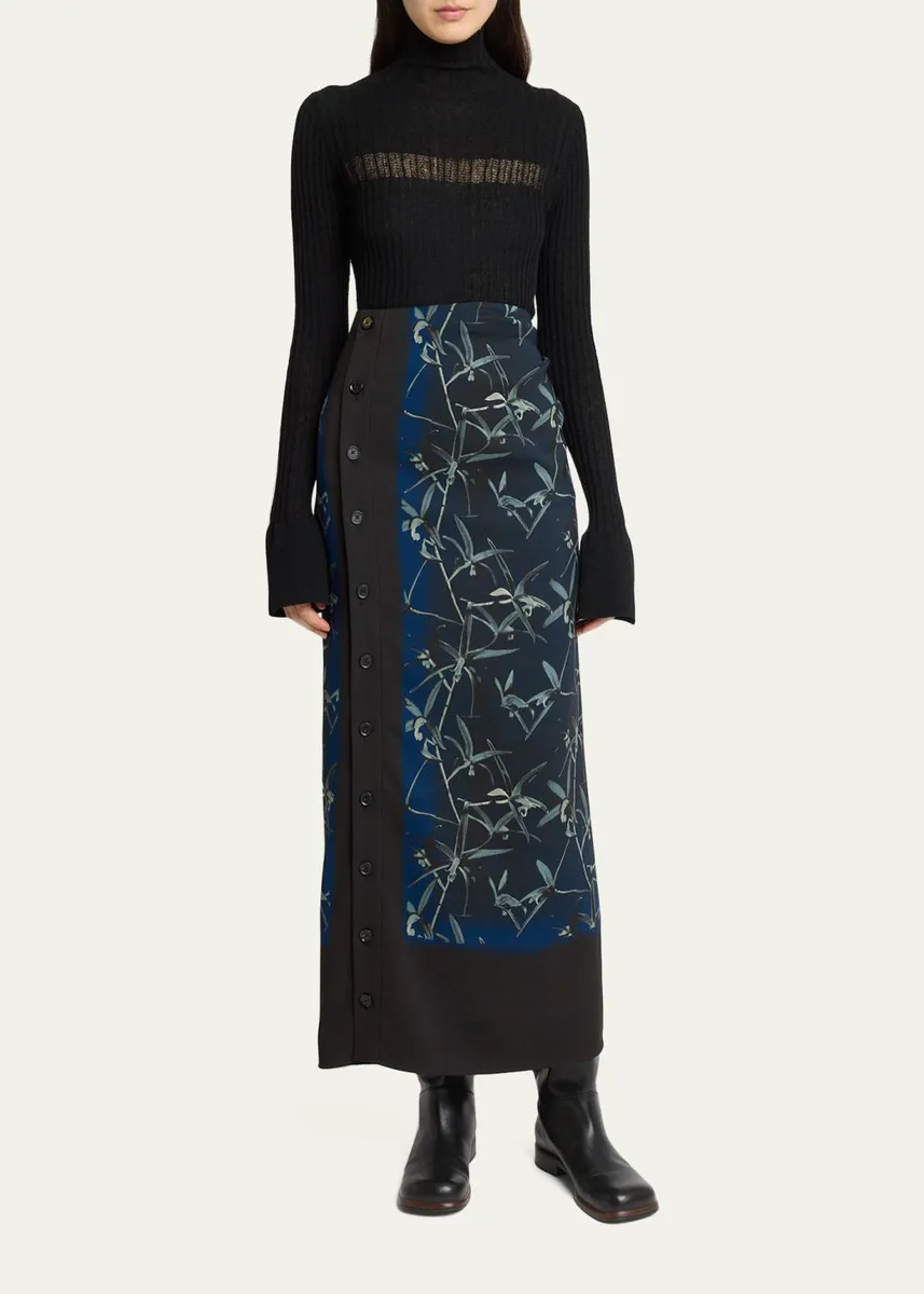 Proenza Schouler Anais Floral-Print Button-Side Midi Skirt | Thumbnail 2 Proenza Schouler Anais Floral-Print Button-Side Midi Skirt | Thumbnail 2